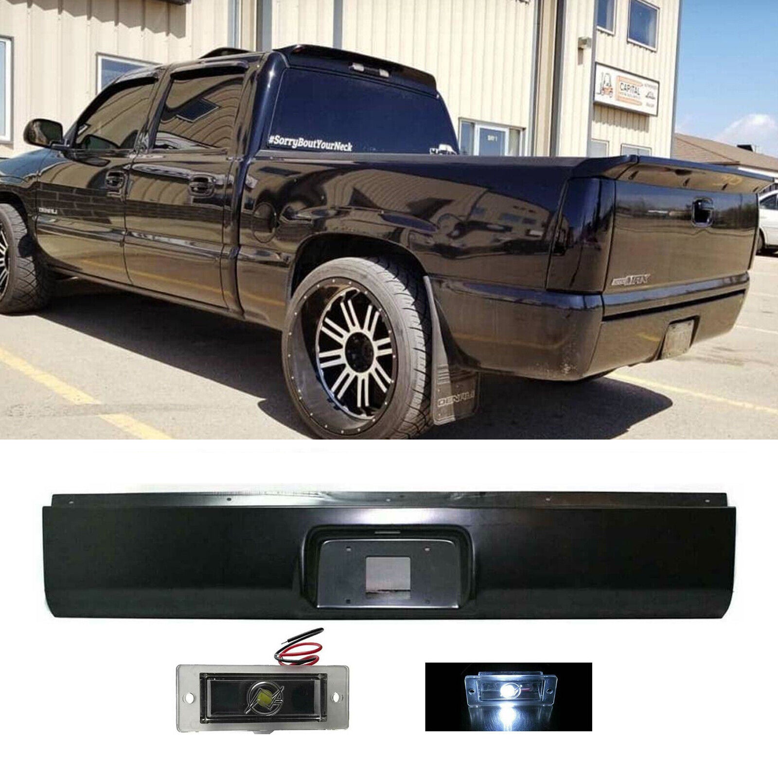 SUPAPRO Rear Bumper Roll Pan w/LED License for 99-06 Chevy Silverado GMC Sierra 1500