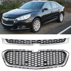 SUPAPAO Chrome Front Upper & Center Grille Grill for 14-15 Chevrolet Malibu