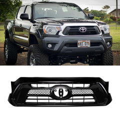 SUPAPRO Front Bumper Grille Gloss Black Mesh for 2012-2015 Toyota Tacoma