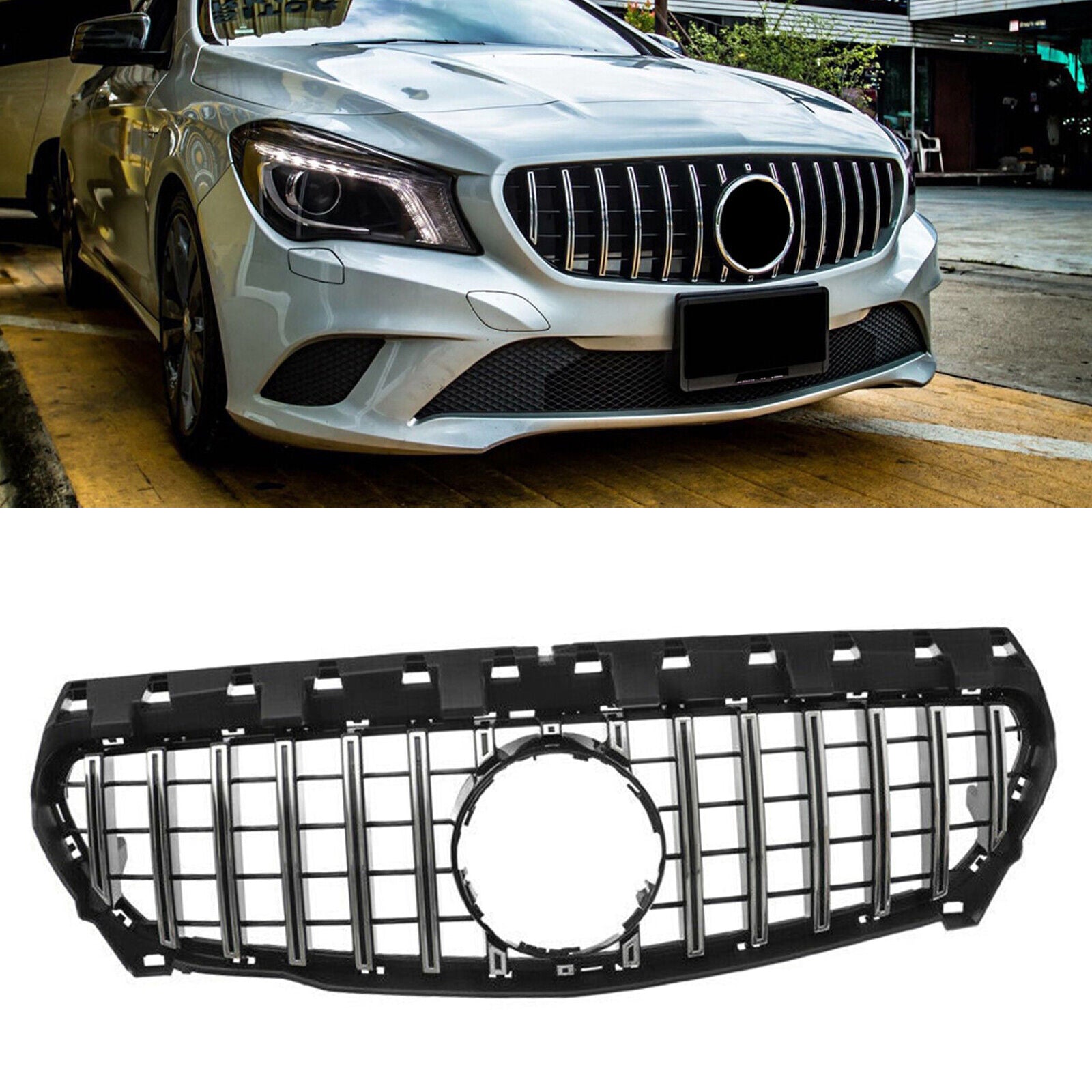 SUPAPRO GT-R Chrome Front Grille for 13-16 Mercedes Benz W117 CLA200 CLA250