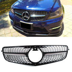 Black Diamond Style Front Grille Grill for 07-14 Mercedes-Benz W204 C200 C300