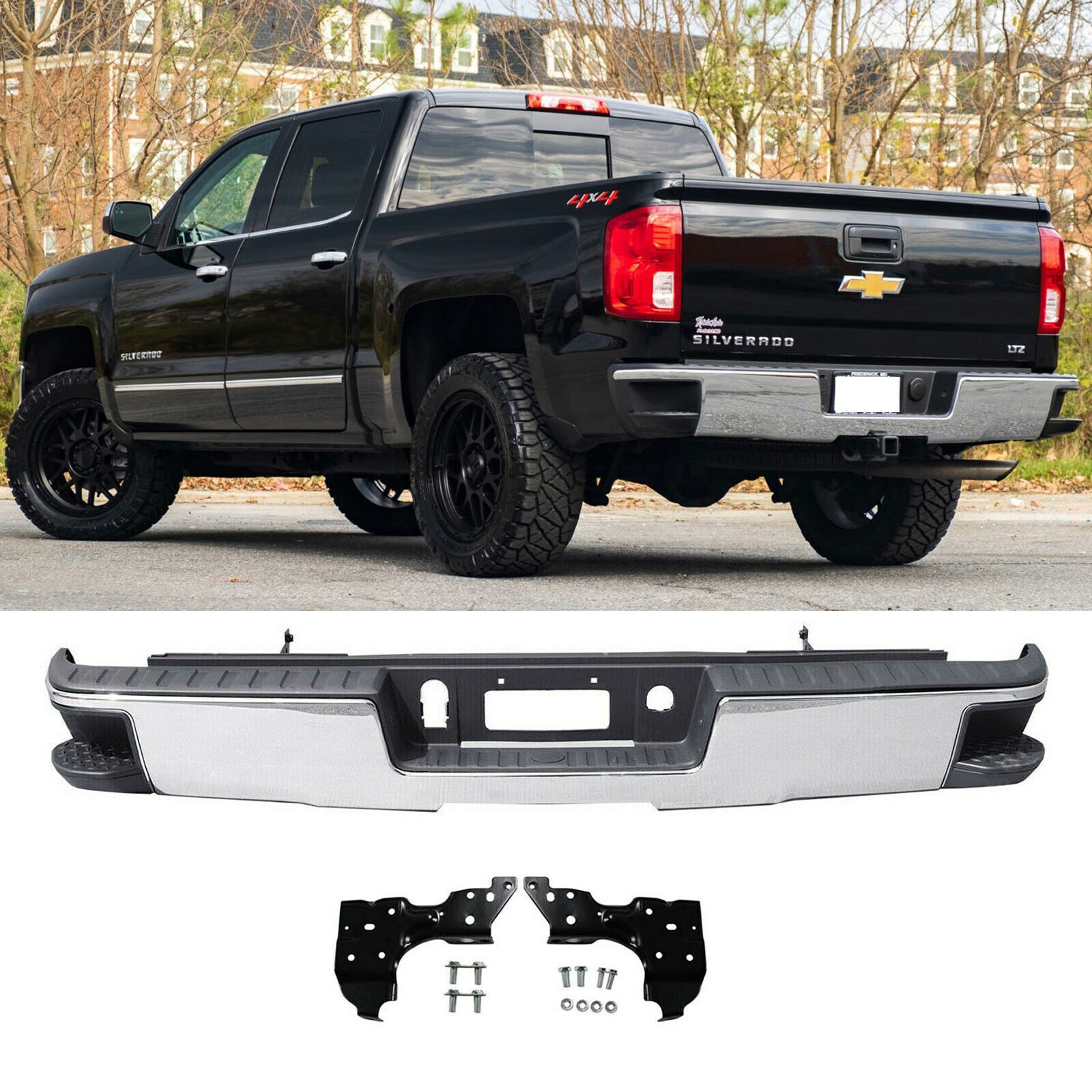 SUPAPRO Rear Step Bumper w/o Sensor Holes For 14-18 Chevy Silverado/Sierra 1500