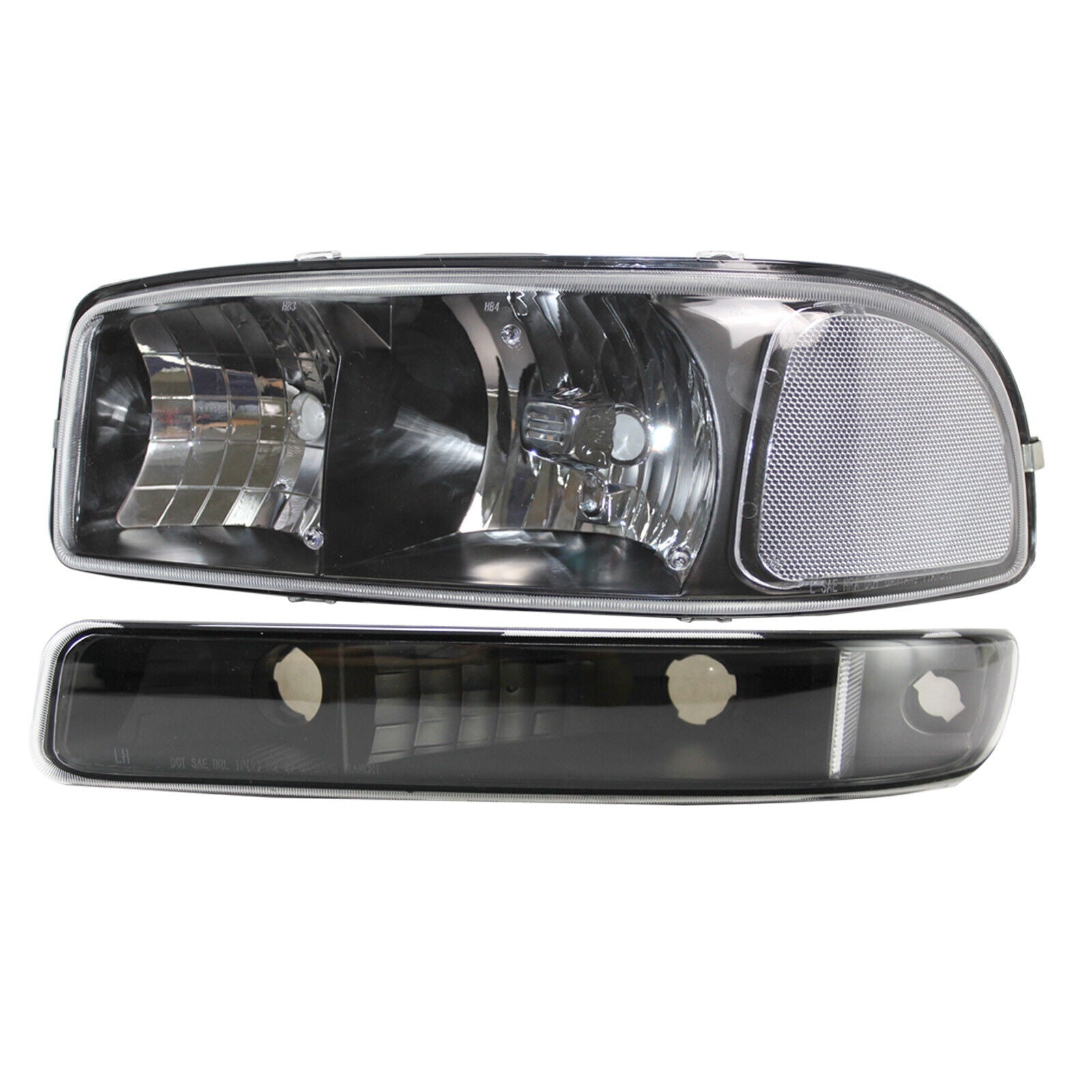 SUPAPRO Black Headlights Bumper Lamps Fits 99-06 GMC Sierra 1500 Yukon XL