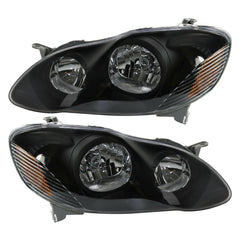 SUPAPRO Headlights Assembly Lamps Black Housing for 03-08 Toyota Corolla