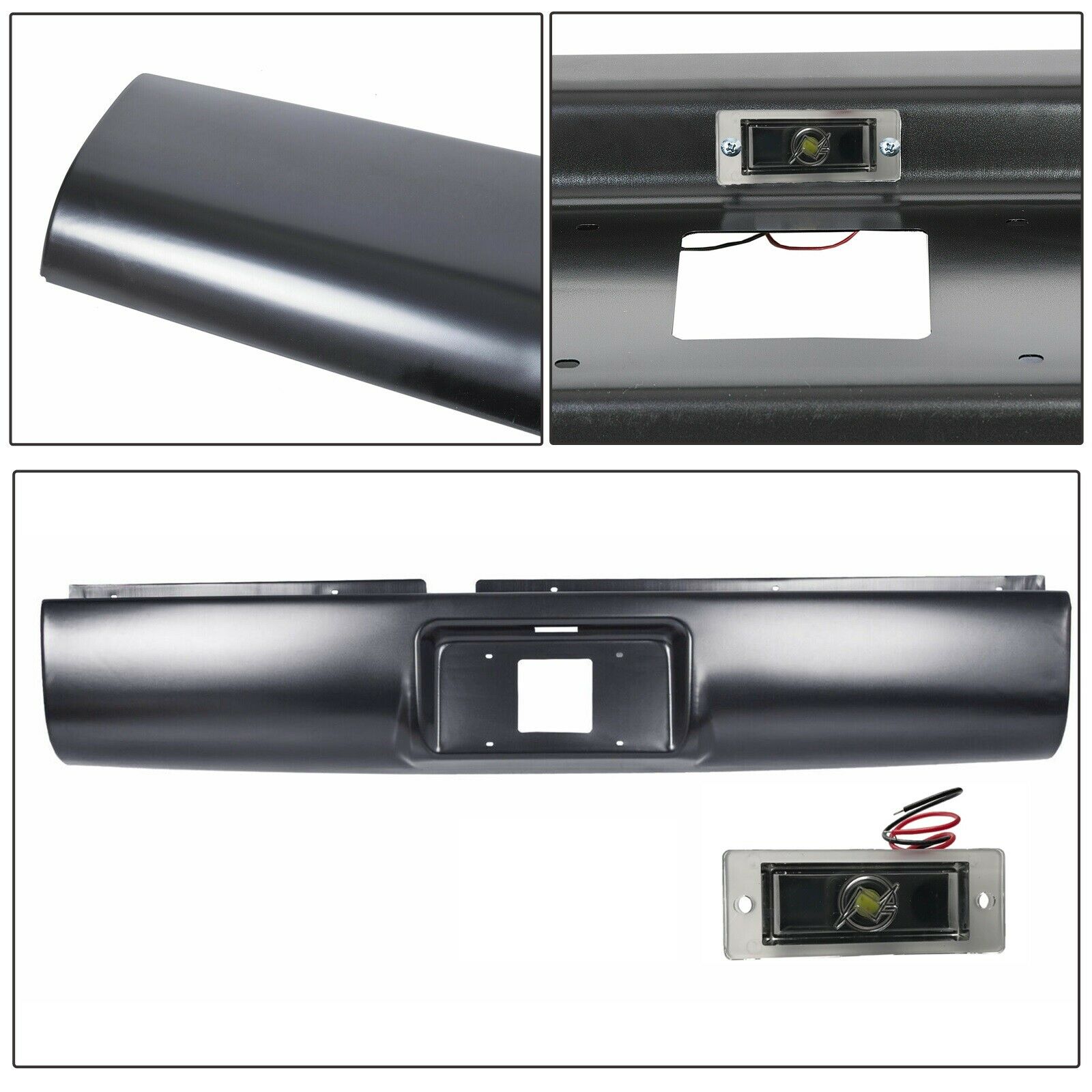 Rear Bumper Roll Pan w/LED License Light for 1994-2003 Chevy GMC S10 Sonoma