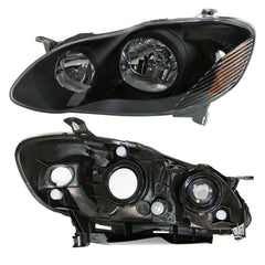 SUPAPRO Headlights Assembly Lamps Black Housing for 03-08 Toyota Corolla