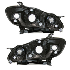 SUPAPRO Headlights Assembly Lamps Black Housing for 03-08 Toyota Corolla