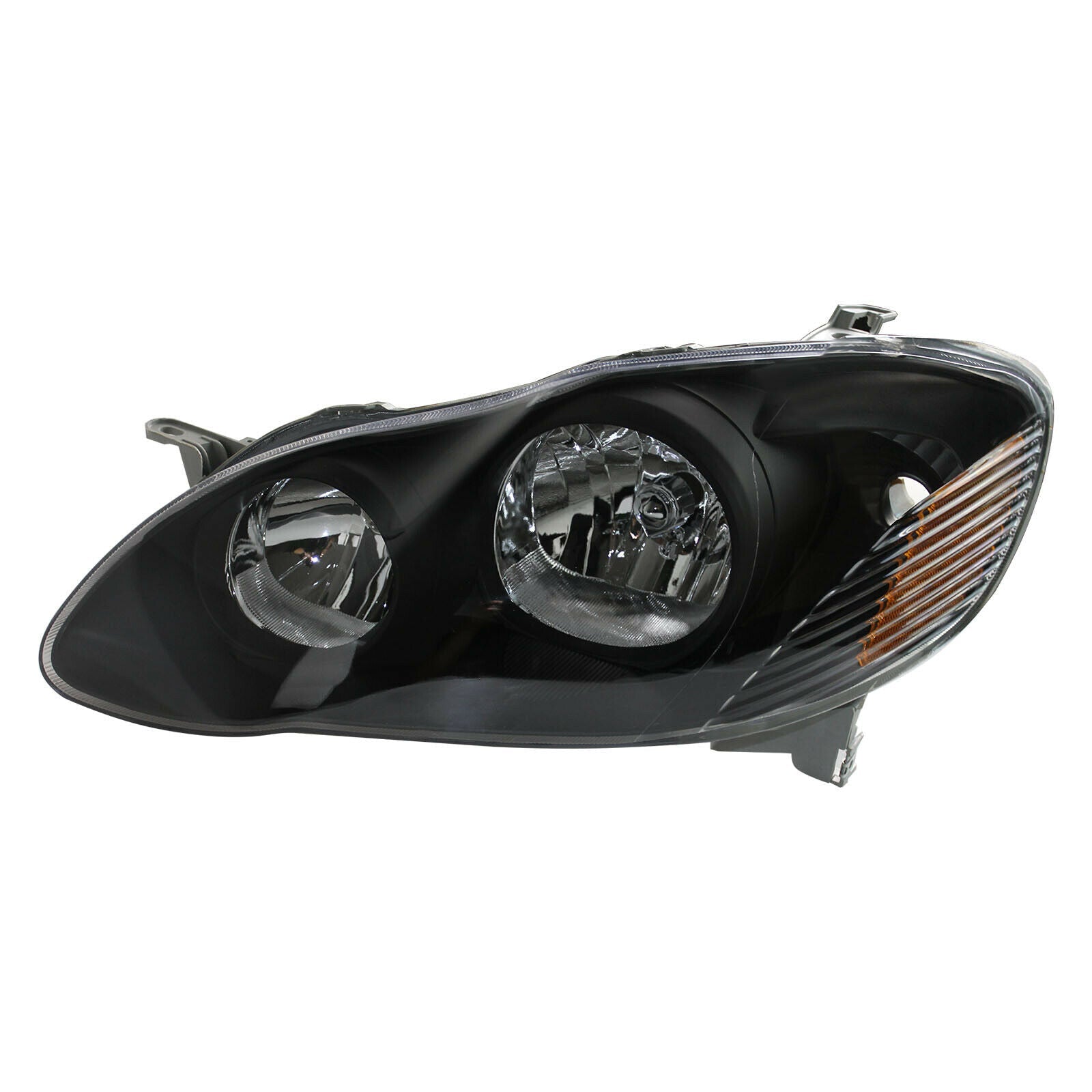 SUPAPRO Headlights Assembly Lamps Black Housing for 03-08 Toyota Corolla