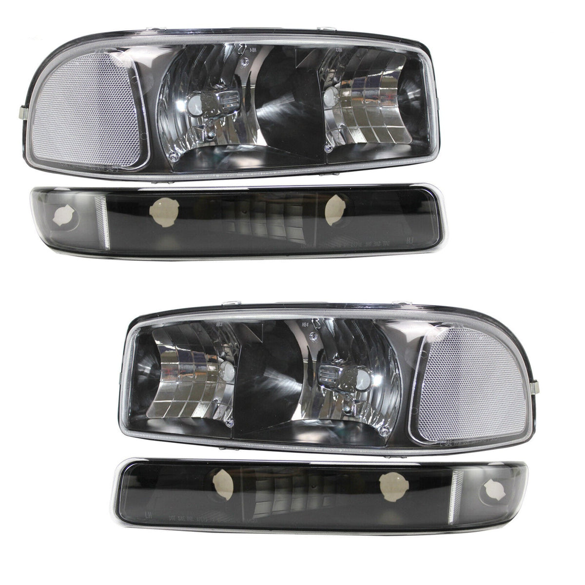 SUPAPRO Black Headlights Bumper Lamps Fits 99-06 GMC Sierra 1500 Yukon XL